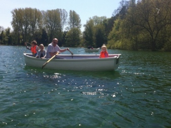 Martin and kids boating