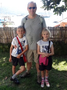Dad, Ben and Zoe ready to leave on our jungle adventure