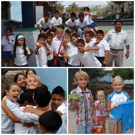Saying goodbye to my Galapagos schoolmates at Alexandro Alvear....and the lovely gifts they gave me! 