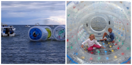 Ben and me in the inflatable tubes on Lake Titicaca!