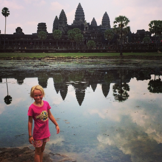 Back in Siem Reap at Angkor Wat. Now 6. Last time we visited she was only 3, as seen on our blog header!!