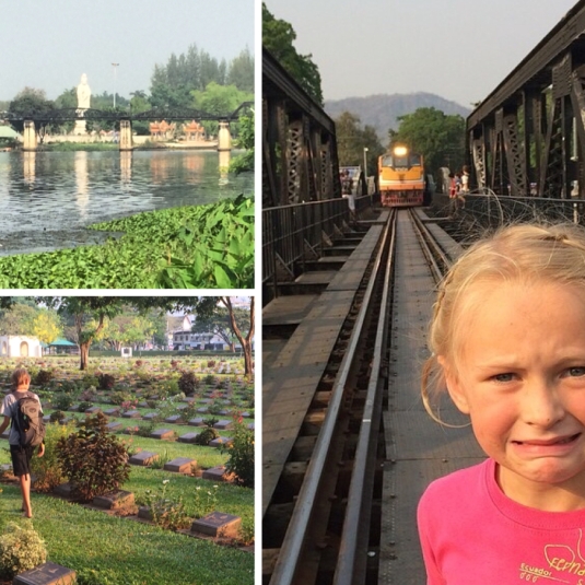 At the Bridge on the River Kwai in Kanchanaburi, Thailand. And the huge WW2 allied graveyard - amazing history lessons here with the Dead Railway story told in the local museum and along with POW sites and graveyards throughout Asia, Australia and the Pacific.