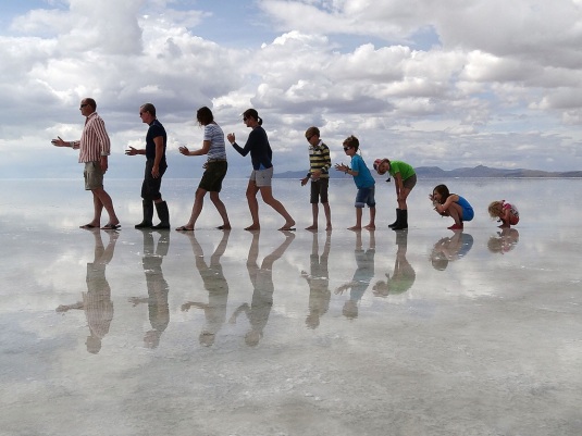 Our evolution - with lovely travelling friends on the Bolivia salt flats